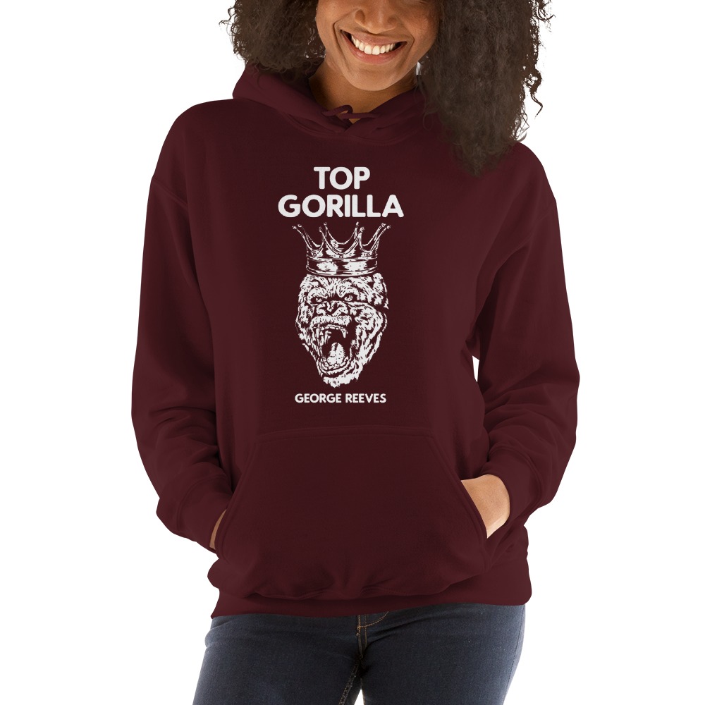 "Top Gorilla" by George Reeves Hoodie, White Logo