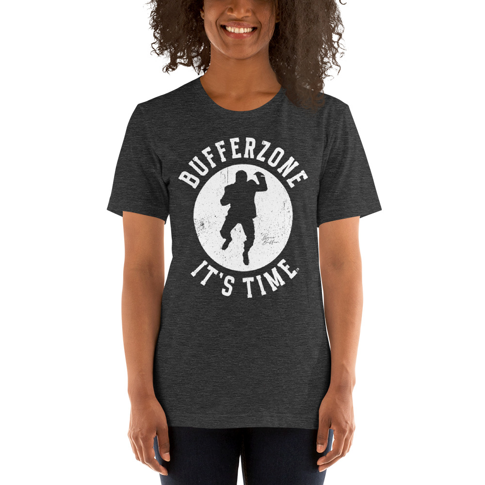  BufferZone by Bruce Buffer Unisex T-Shirt, White Logo