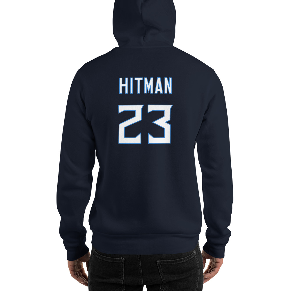 Blaine Bishop "Hitman 23" Men's Hoodie Dark Blue on MILLIONS Blaine Bishop "Hitman 23" Men's Hoodie Dark Blue
