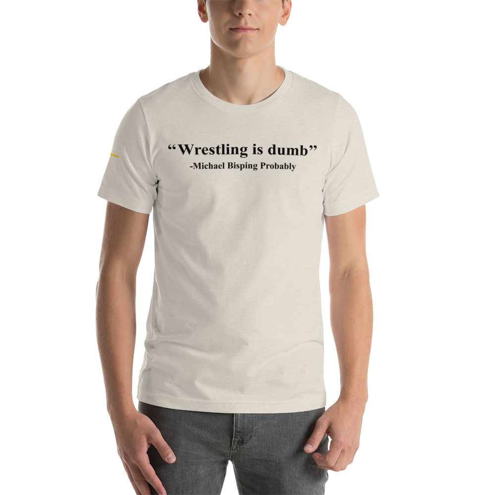 "Wrestling is dunb" Fight Bananas Unisex T-Shirt, Black Logo
