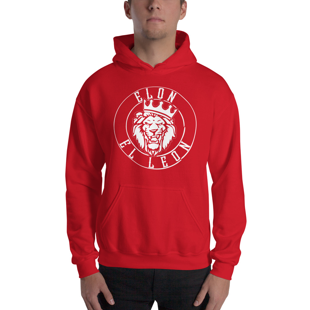  "Elon El Leon" by Elon DeJesus Unisex Hoodie, White Logo