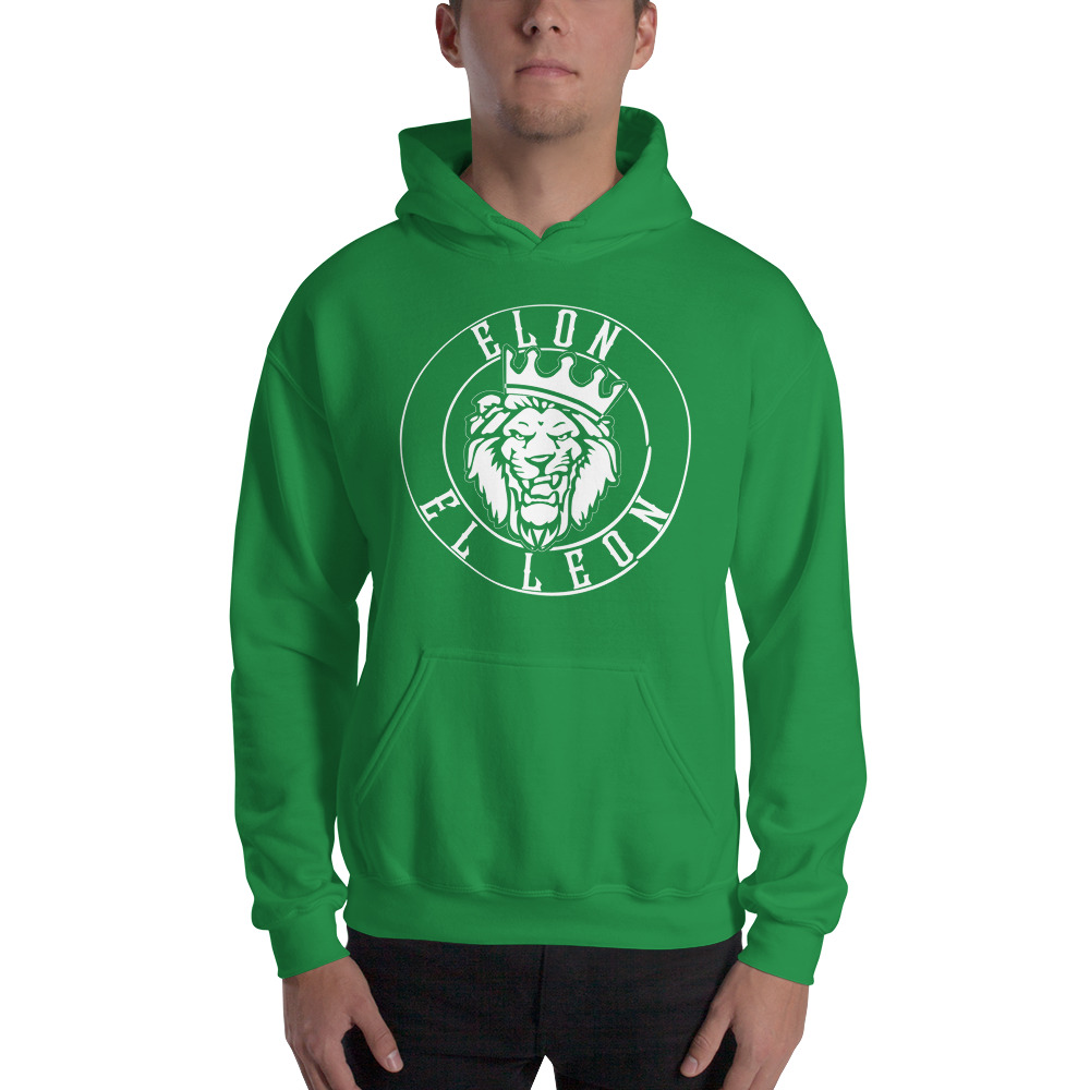  "Elon El Leon" by Elon DeJesus Unisex Hoodie, White Logo