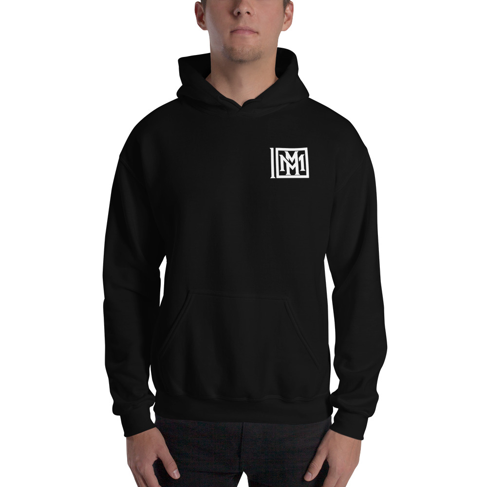 Miguel Mitchell by MAWI Unisex Hoodie, White Logo on MILLIONS Miguel Mitchell by MAWI Unisex Hoodie, White Logo