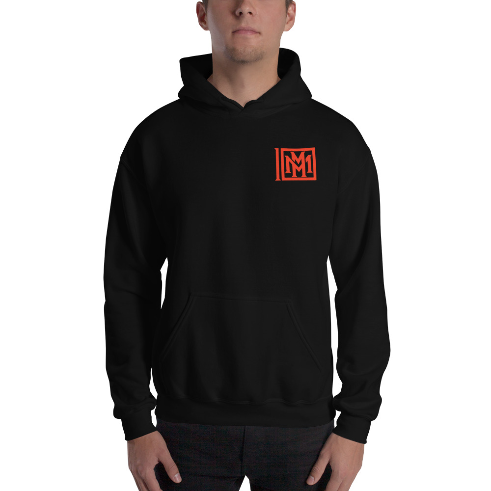 Miguel Mitchell by MAWI Unisex Hoodie, Orange Logo on MILLIONS Miguel Mitchell by MAWI Unisex Hoodie, Orange Logo