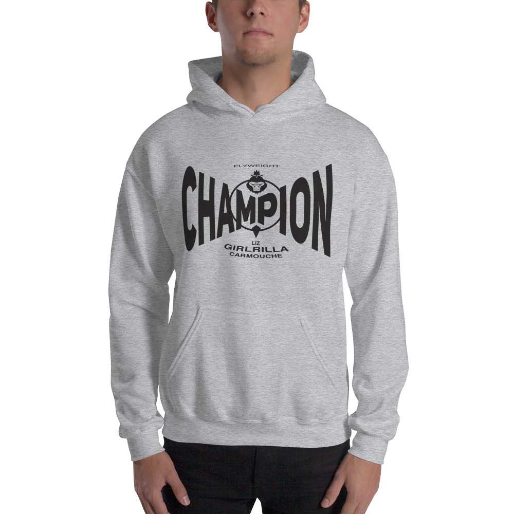 Flyweight Champion Liz Carmouche Unisex Hoodie, Black Logo on MILLIONS Flyweight Champion Liz Carmouche Unisex Hoodie, Black Logo