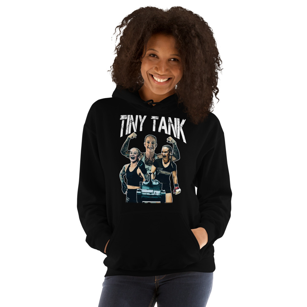Tiny Tank by Chelsea Conner Unisex Hoodie, Light Logo