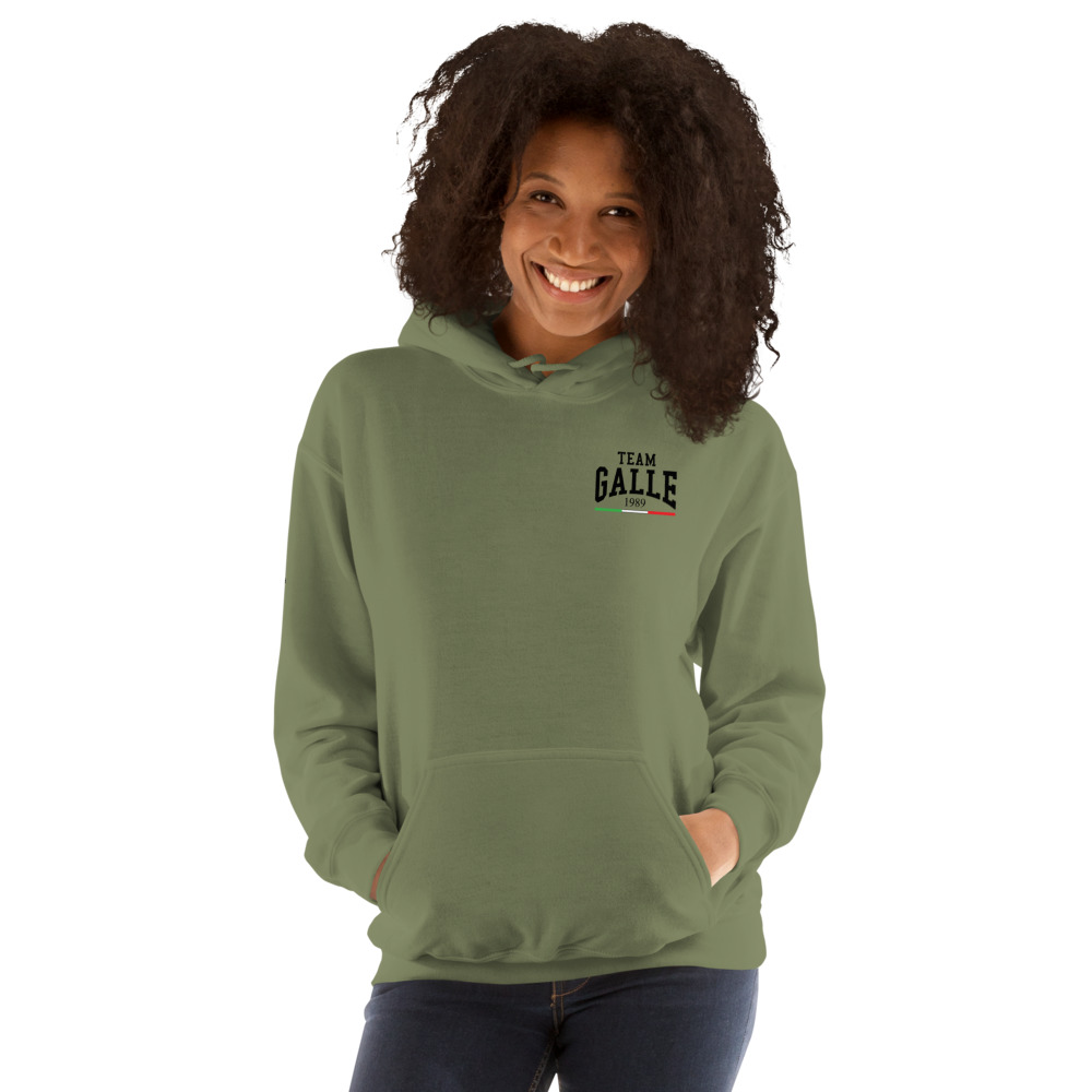 Team Galle by Amanda Galle Unisex Hoodie, Dark Logo on MILLIONS Team Galle by Amanda Galle Unisex Hoodie, Dark Logo