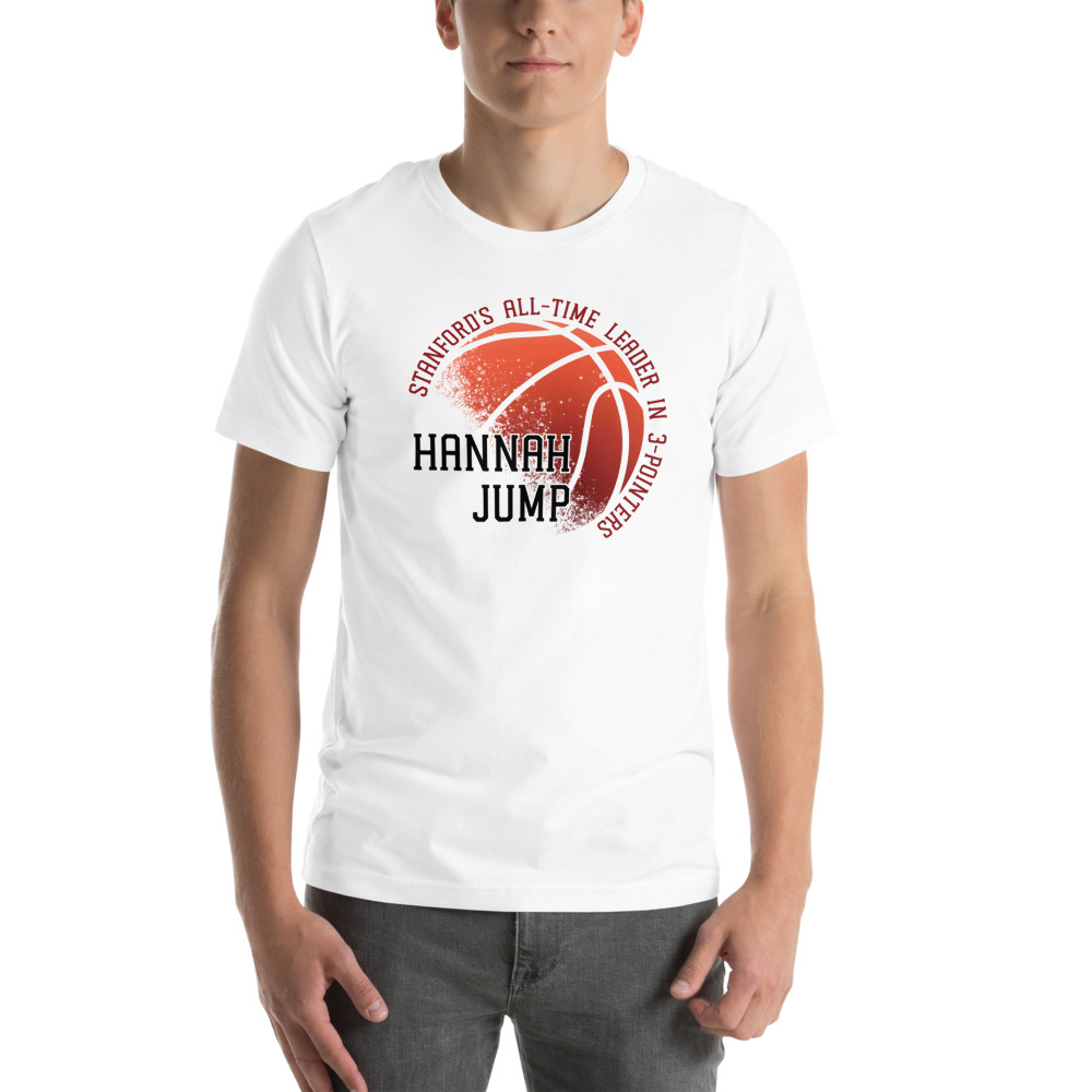 Stanford 3-Point Record Holder Hannah Jump T-Shirt, Dark Logo on MILLIONS Stanford 3-Point Record Holder Hannah Jump T-Shirt, Dark Logo