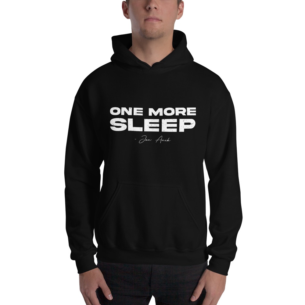One More Sleep by Jon Anik, Men's Hoodie, White Logo