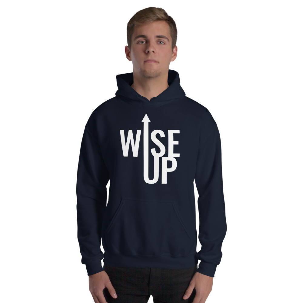 Wise Up by Deatrich Wise Jr Unisex Hoodie, White Logo