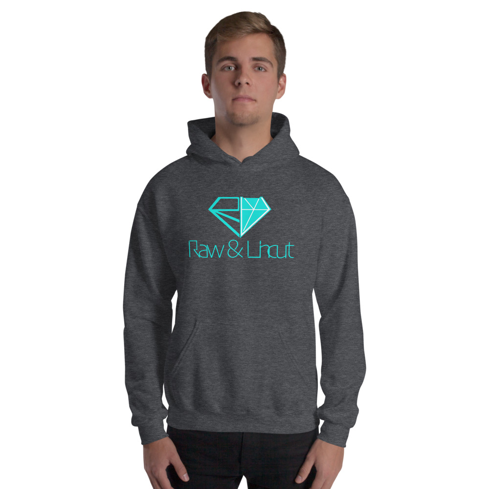 Raw & Uncut  Hoodie Teal Logo