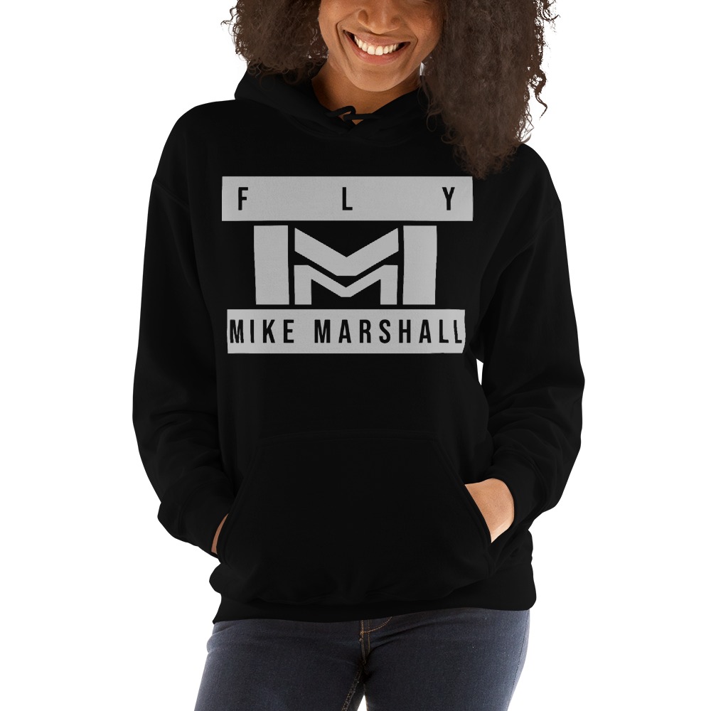  "FLY MIKE" by Mike Marshall Women's Hoodie, White Logo