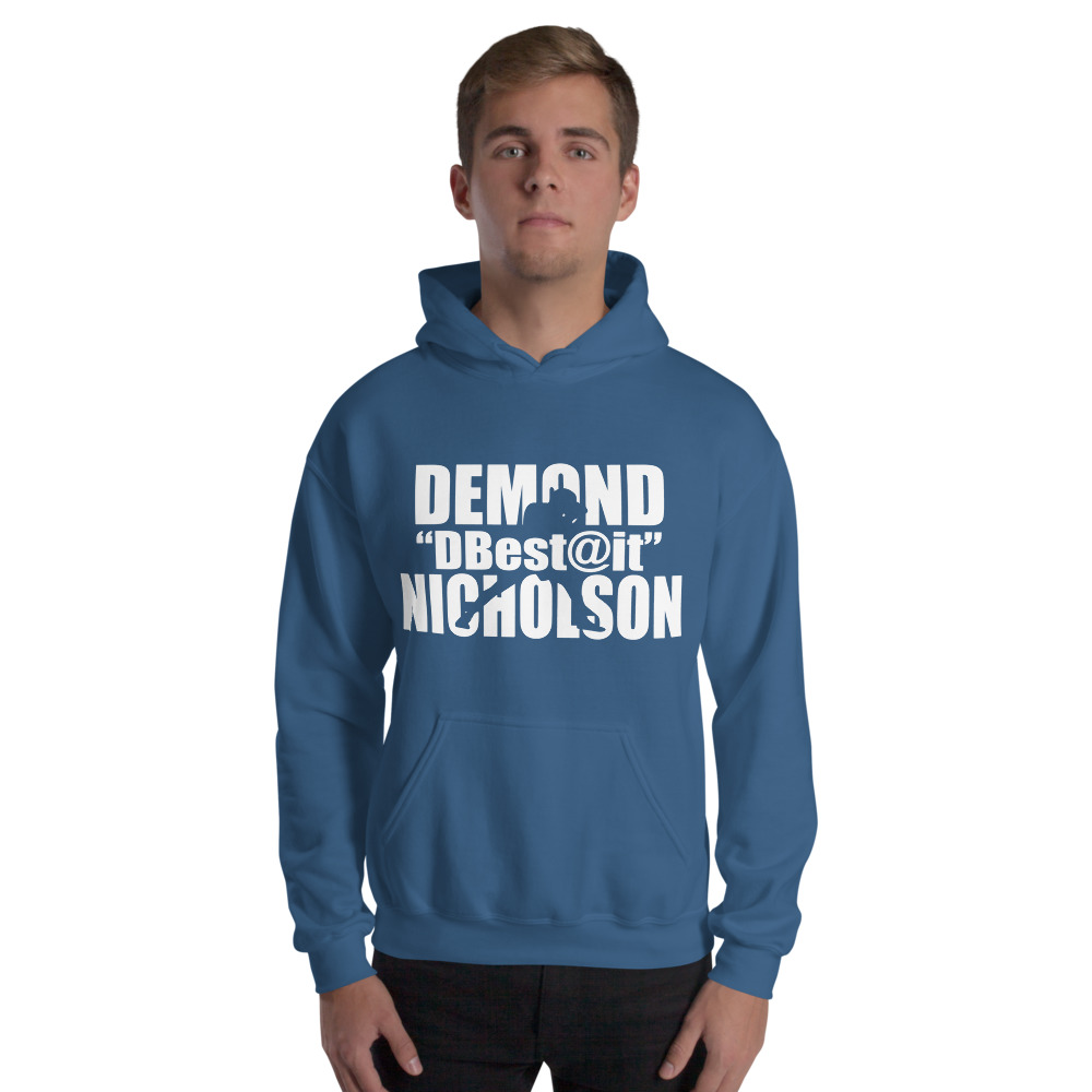 "DBest@It" by Demond Nicholson, Men's Hoodie White Logo on MILLIONS "DBest@It" by Demond Nicholson, Men's Hoodie White Logo