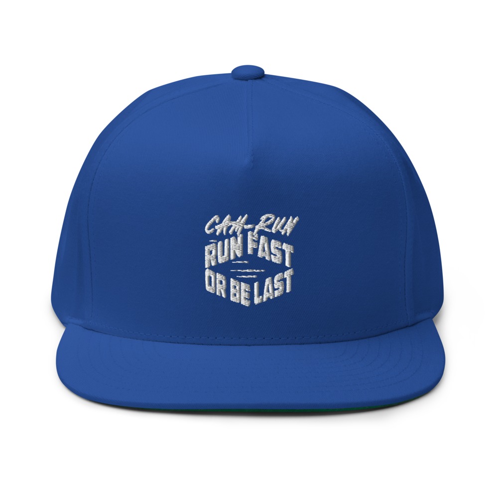 RUN FAST OR BE LAST by Cameron Jackson Hat, White Logo
