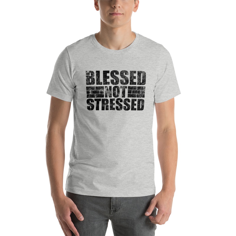 Blessed Not Stressed by Aaron Olivares, Men's T-Shirt, Black Logo