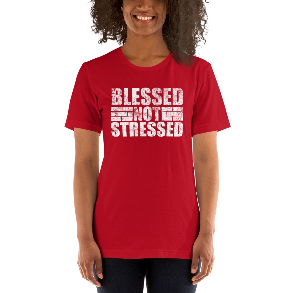 Blessed Not Stressed by Aaron Olivares, Women's T-Shirt, White Logo
