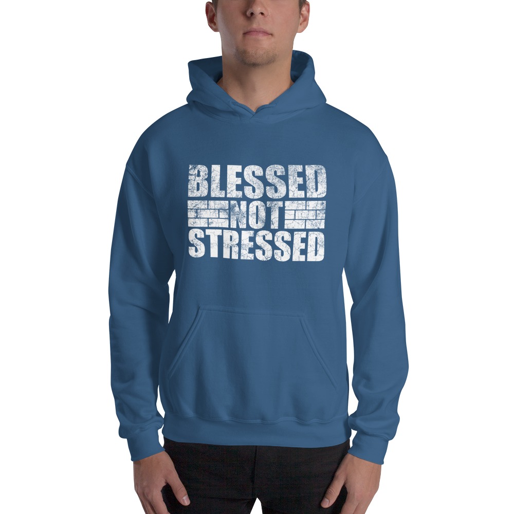 Blessed Not Stressed by Aaron Olivares, Men's Hoodie, White Logo