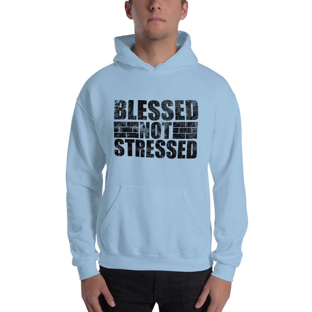 Blessed Not Stressed by Aaron Olivares, Men's Hoodie, Black Logo
