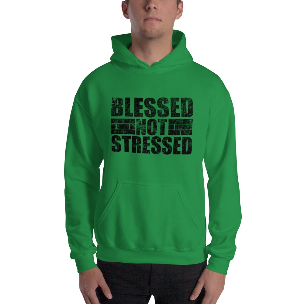 Blessed Not Stressed by Aaron Olivares, Hoodie, White Logo