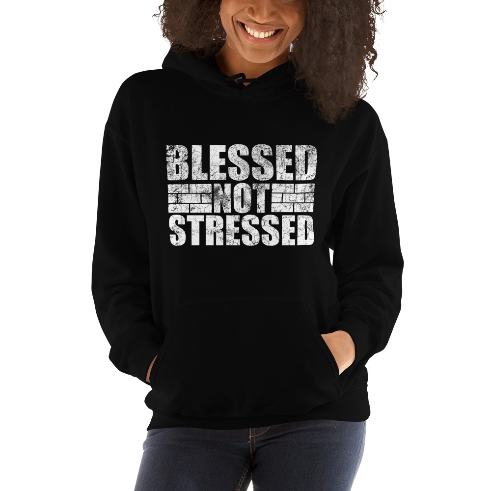 Blessed Not Stressed by Aaron Olivares, Women's Hoodie, White Logo