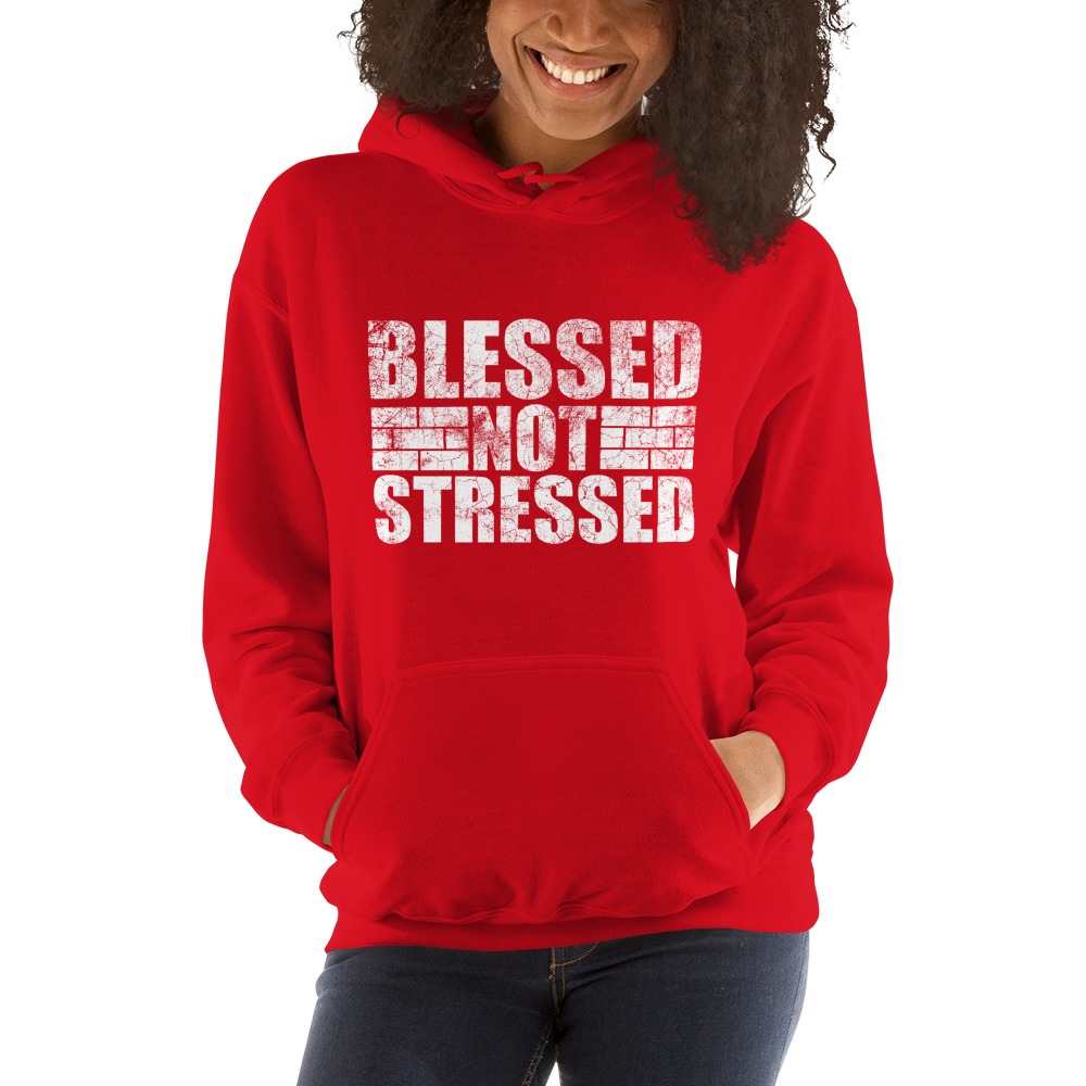 Blessed Not Stressed by Aaron Olivares, Women's Hoodie, Black Logo