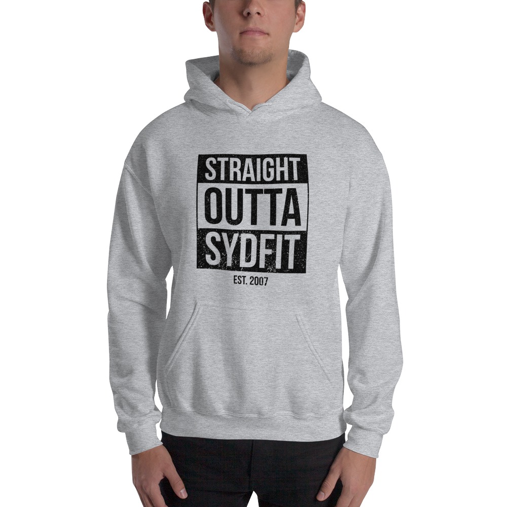 Straight Outta SydFIT, Hoodie, Black Logo