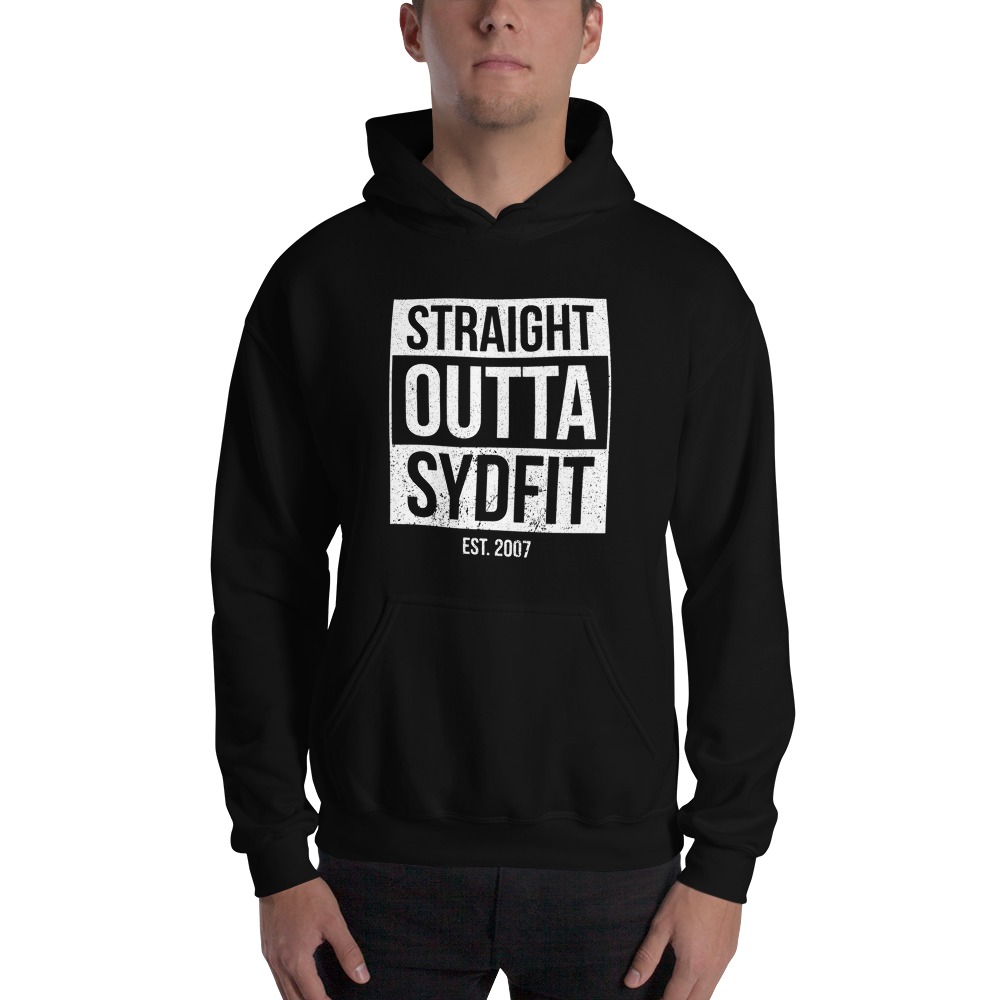 Straight Outta SydFIT, Hoodie, White Logo