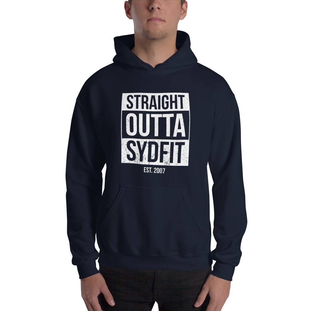Straight Outta SydFIT, Hoodie, White Logo