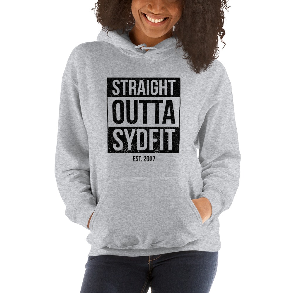 Straight Outta SydFIT, Hoodie, Black Logo