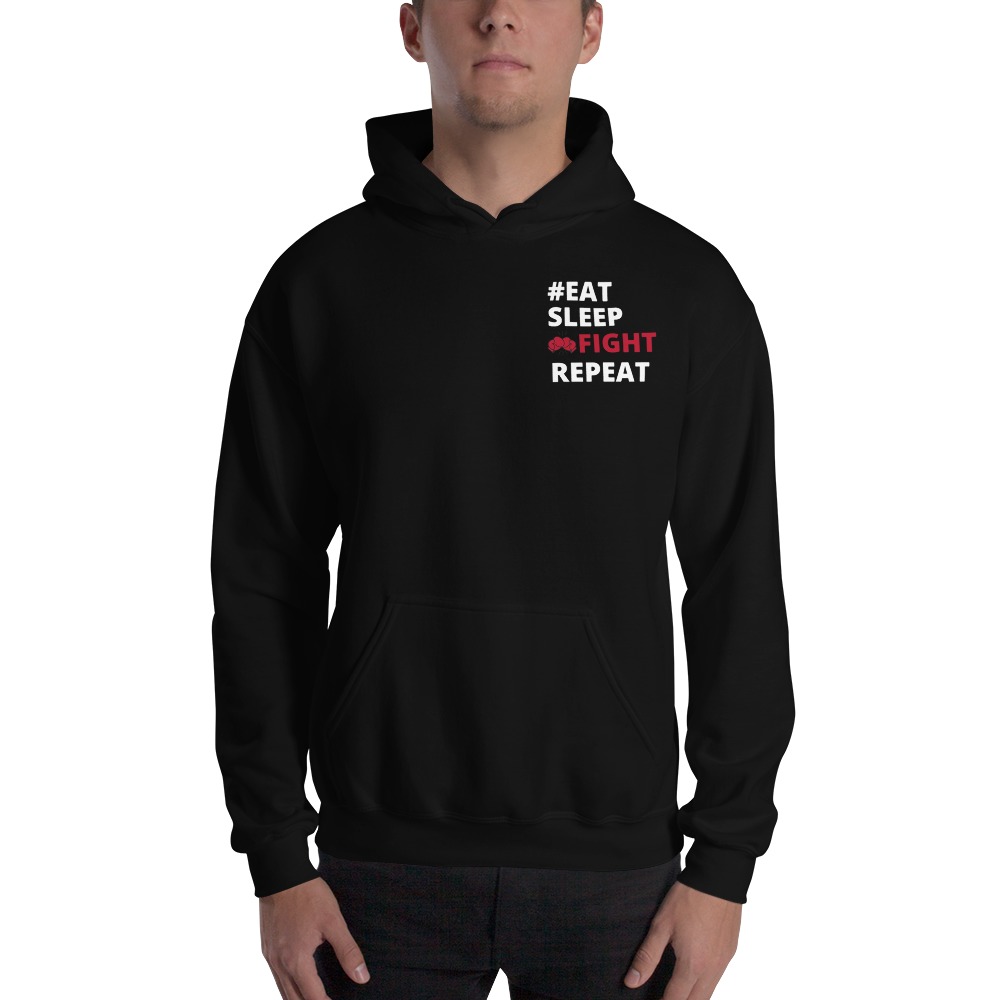 PBC Eat, Sleep, Fight, Repeat Hoodie, White Logo