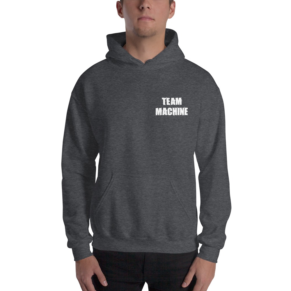 Team Machine by Chris Arnold, Men's Hoodie, White Logo Mini