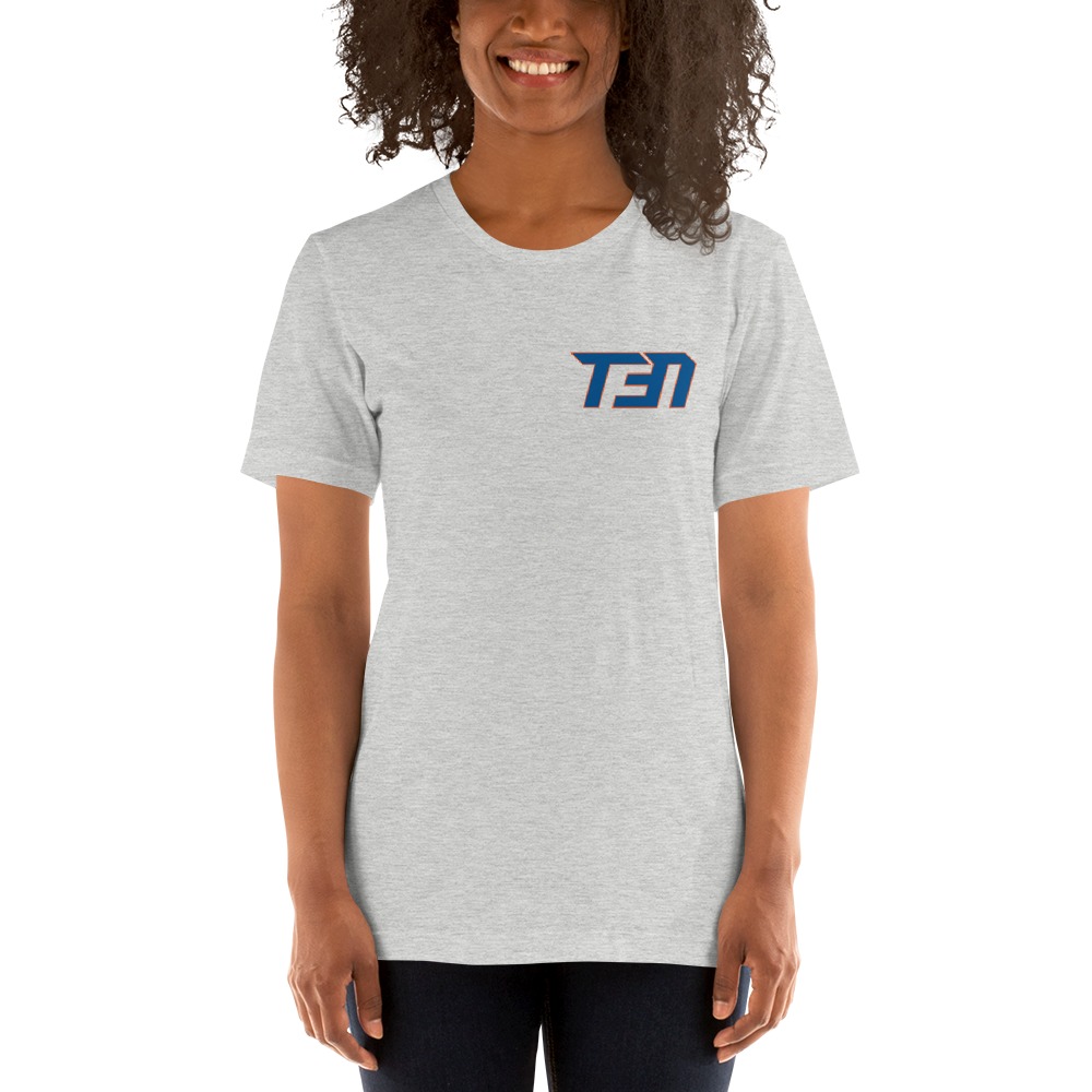 Tomas Nido, Women's T-Shirt, Blue and Orange Mini Logo