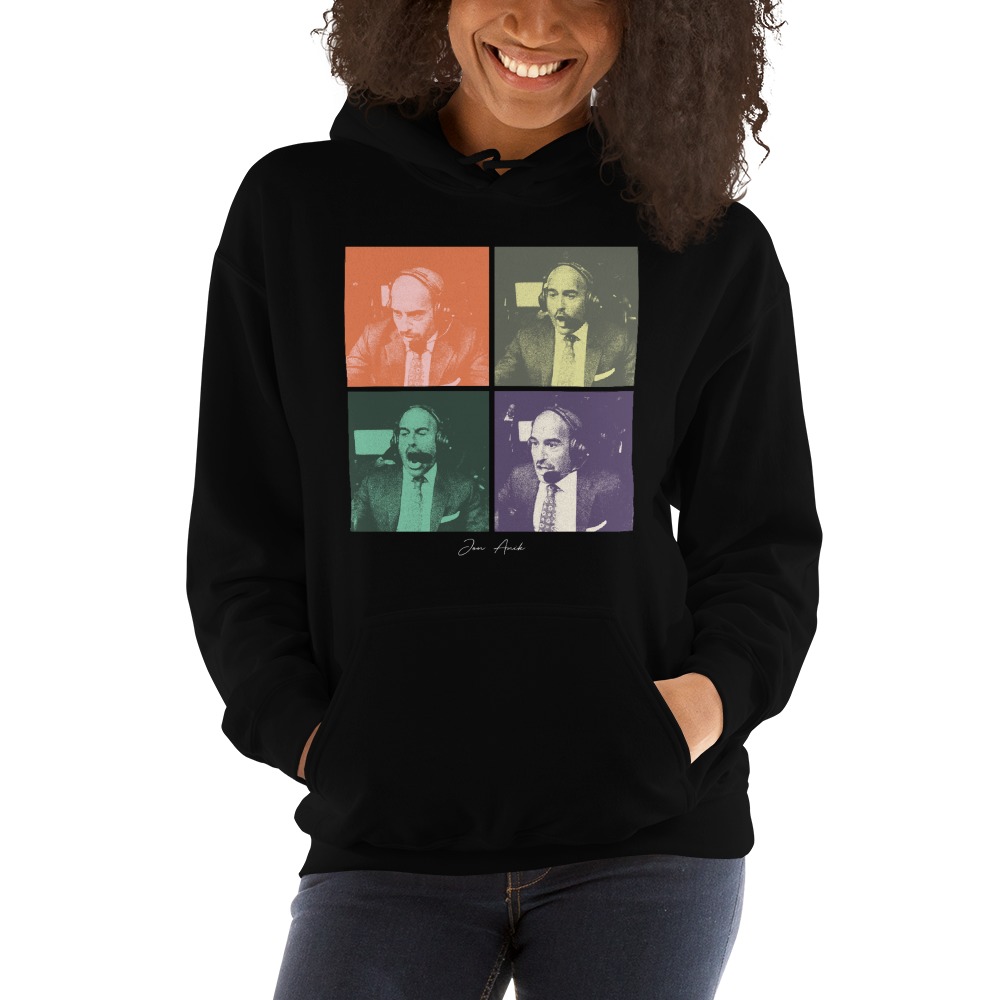 Jon Anik Faces Women's Hoodie, White Logo