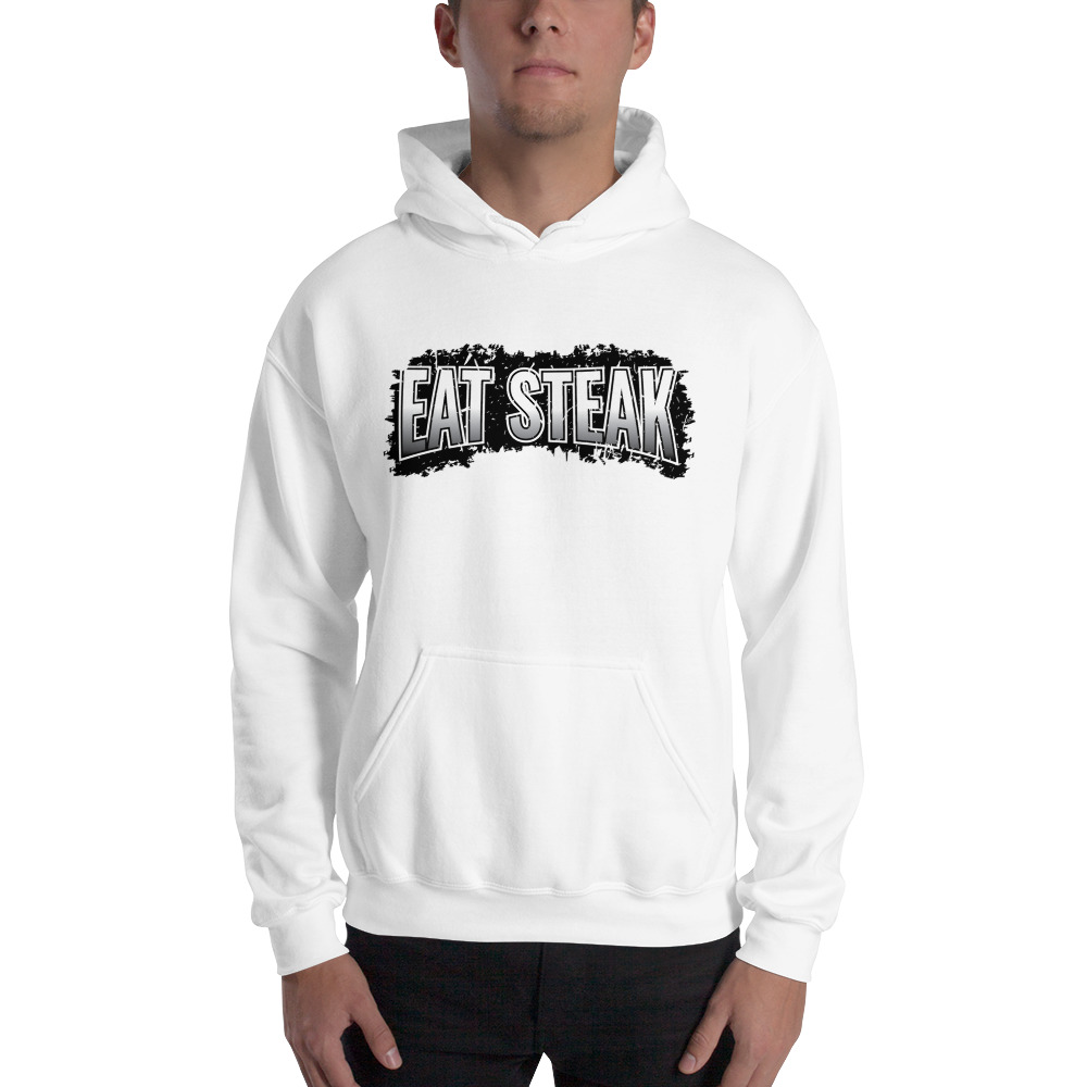  Eat steak by Beaux Bonvillain Men's Hoodie, Dark Logo