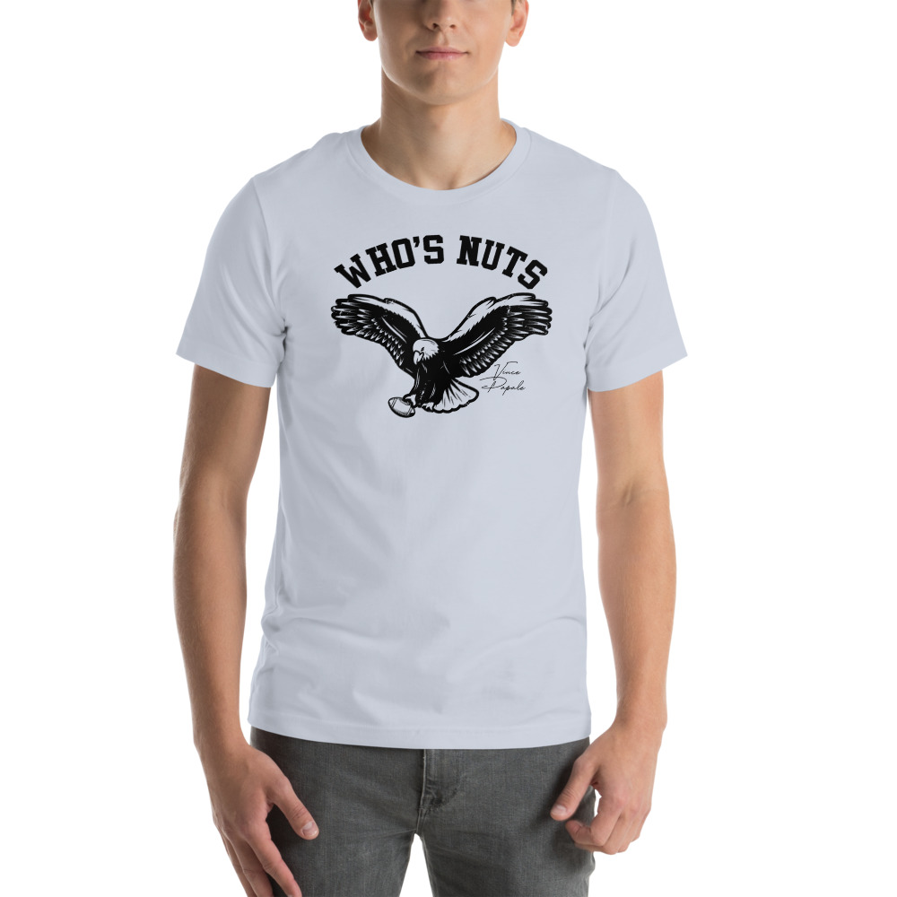 Who's Nuts by Vince Papale Men's T-Shirt, Black Logo
