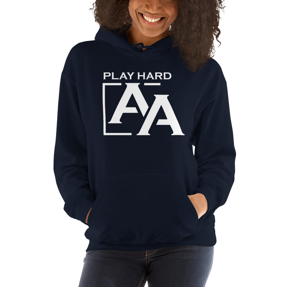 Play Hard by Alfred Anderson Hoodie, White Logo