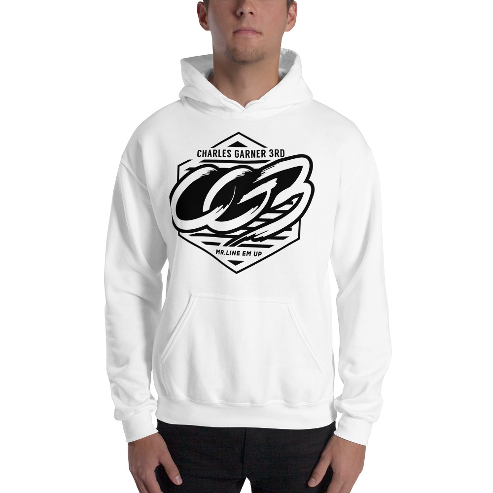 MR.LINE EM UP by Charles Garner Hoodie, Black Logo